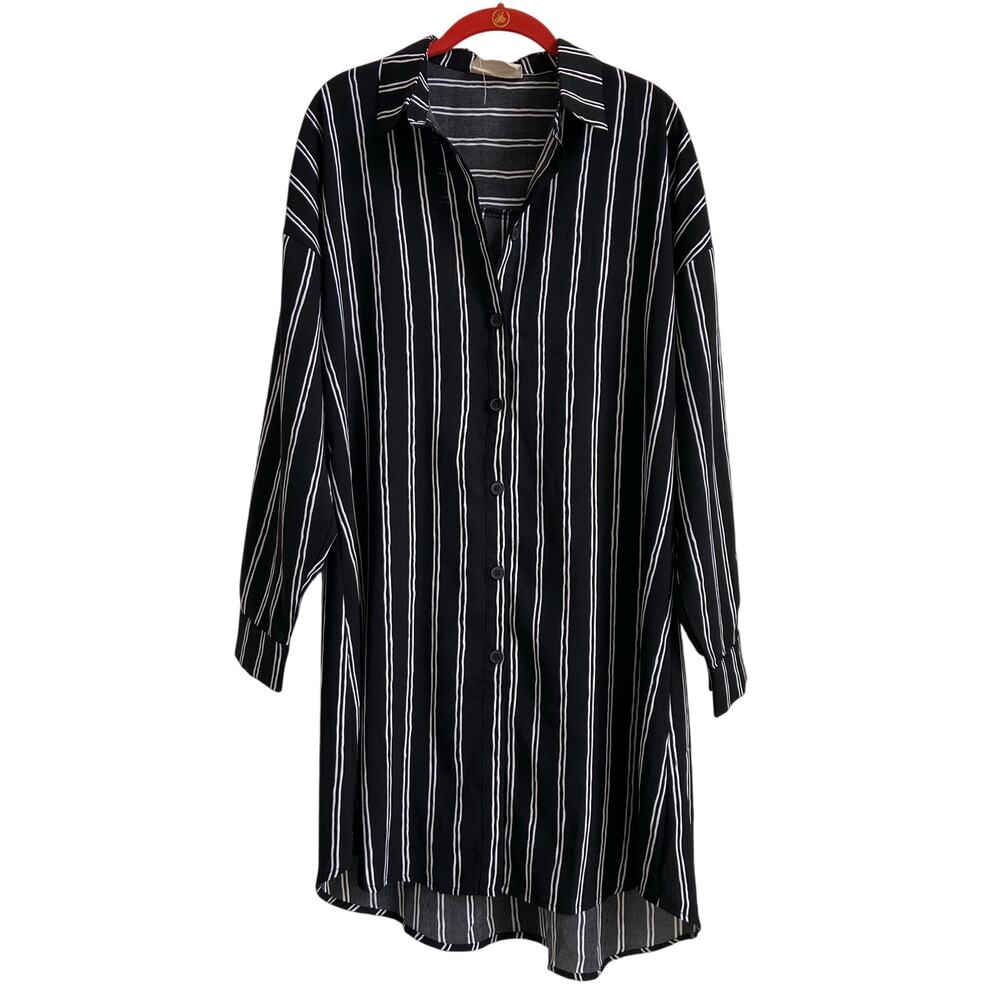 Savanna Jane Striped Shirt Dress Medium